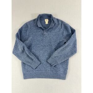 Jos A Bank Sweater Blue Men's Size XXL Merino Wool Blend Button Collar Sweater